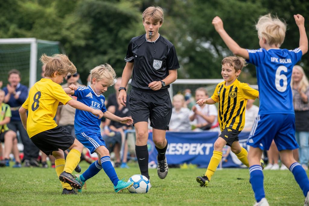 Domare i aktion p&aring; en ungdomsmatch &ndash; matcher importeras automatiskt fr&aring;n FOGIS.